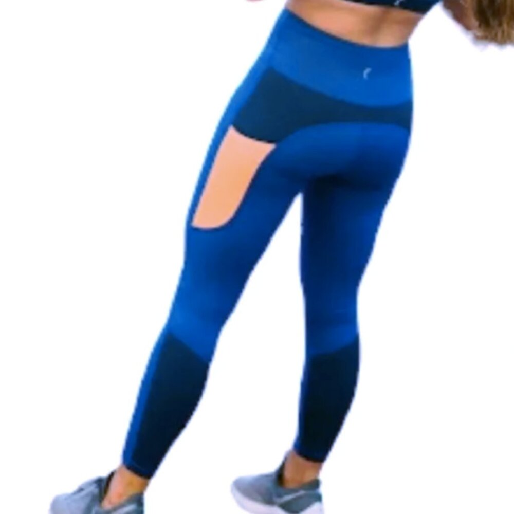 Zyia Neon Orange Color Block Curve Pocket Light n Tight Hi-Rise 7/8 24",  8-10